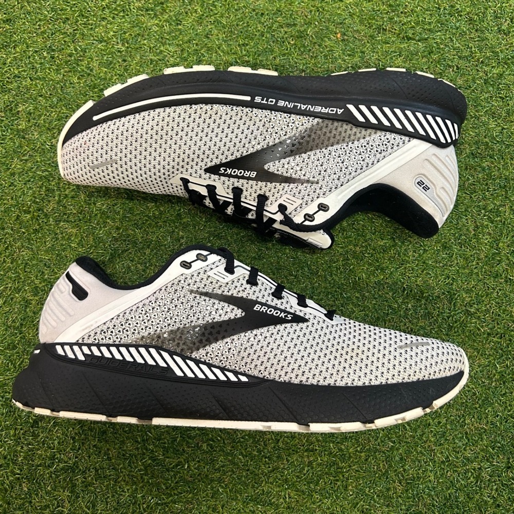 Brooks Adrenaline GTS 22 Mens Running Shoes White Black Wide 2E 1103662E135 14